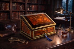 Antique French Marquetry and Ormolu Stationary Casket . 19th Century