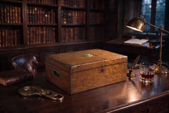 Antique Victorian Brass Bound Oak Cigar Humidor 19th Century