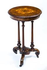 Antique Victorian Burr Walnut Inlaid Work Table, circa 1860