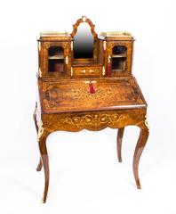 Antique Victorian Walnut Inlaid Bonheur Du Jour, circa 1860