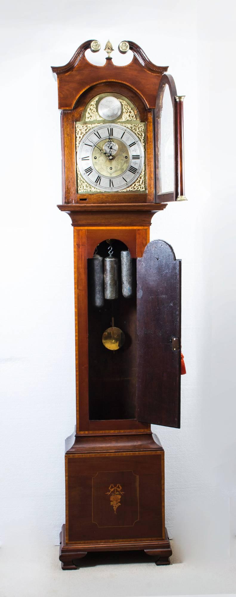 Mahogany 19th Century Longcase Clock Chiming on Bells