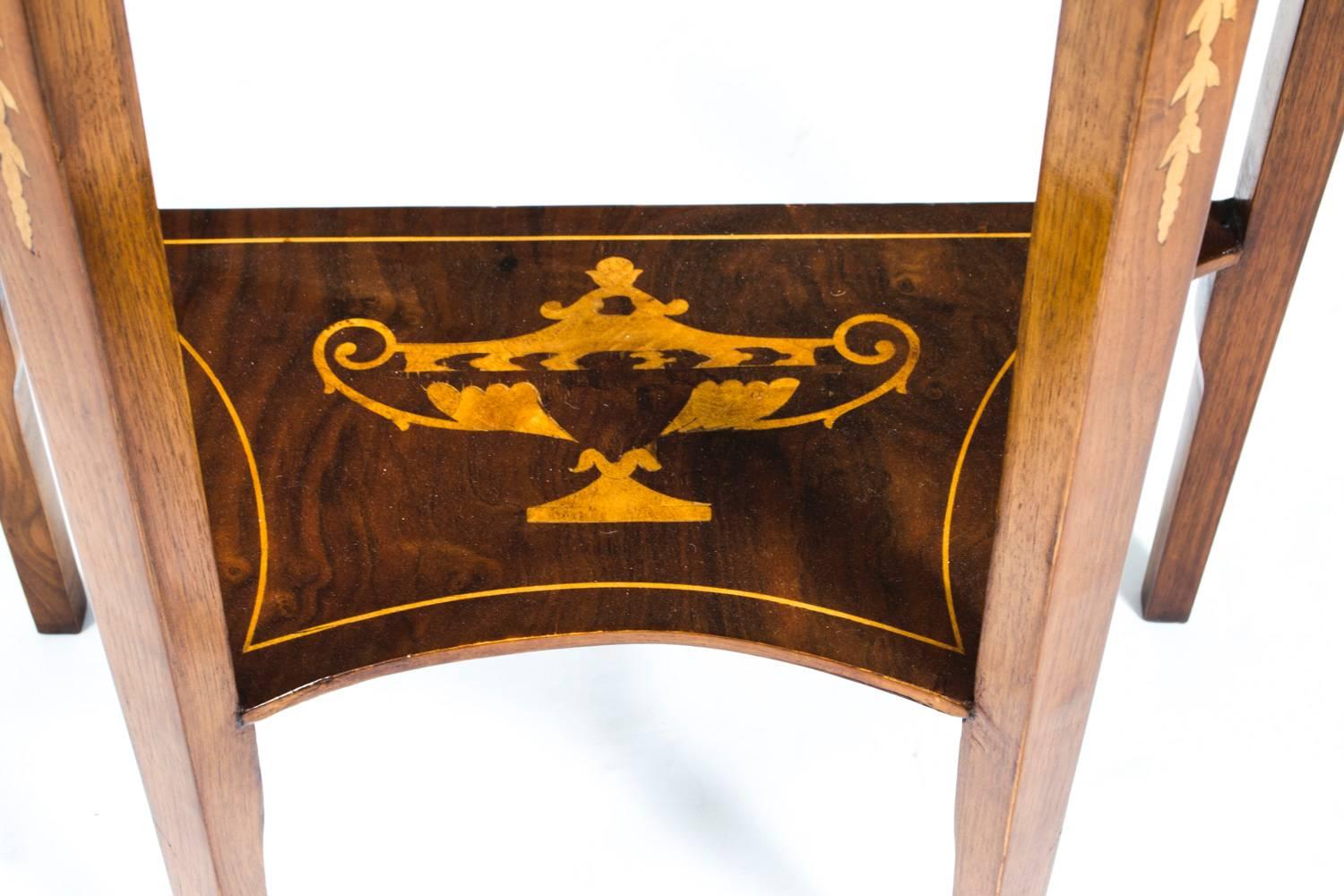 Vintage Pair of Burr Walnut Half Moon Marquetry Console Tables, 20th Century In Excellent Condition In London, GB