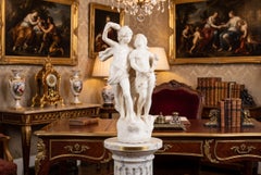 Scultura antica in marmo di due fratelli del XX secolo