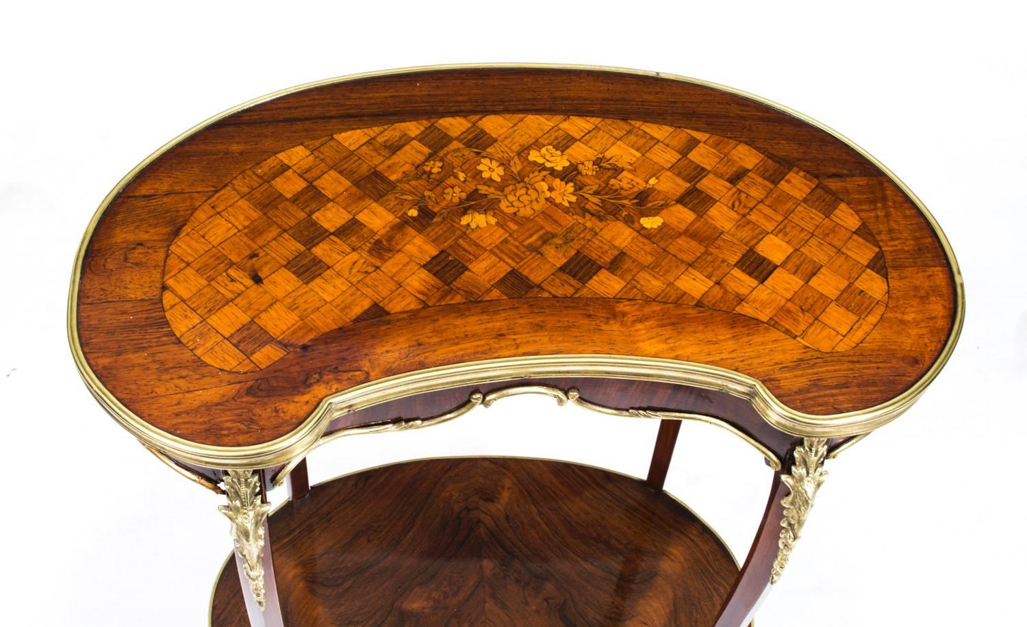 Antique French Rosewood and Parquetry Kidney Table, circa 1900 In Excellent Condition In London, GB