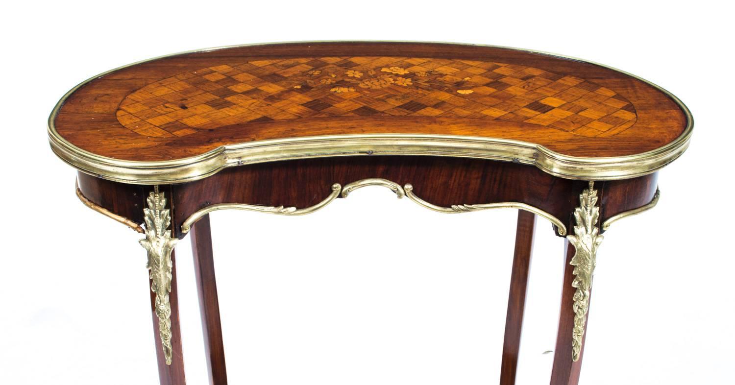 Antique French Rosewood and Parquetry Kidney Table, circa 1900 1