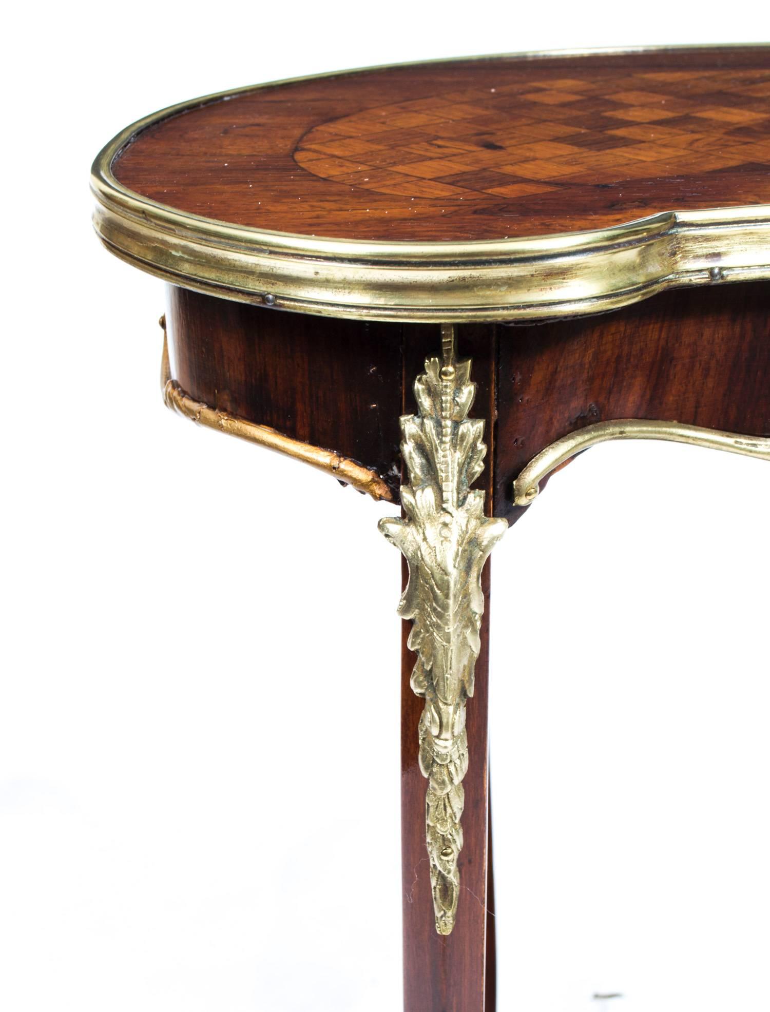 Antique French Rosewood and Parquetry Kidney Table, circa 1900 2