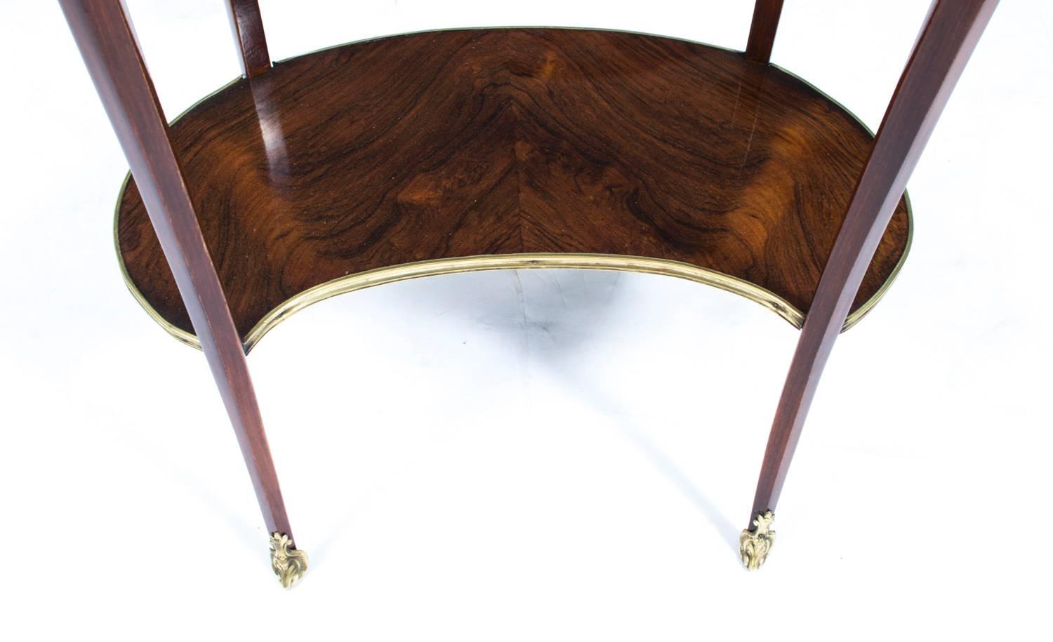 Antique French Rosewood and Parquetry Kidney Table, circa 1900 3