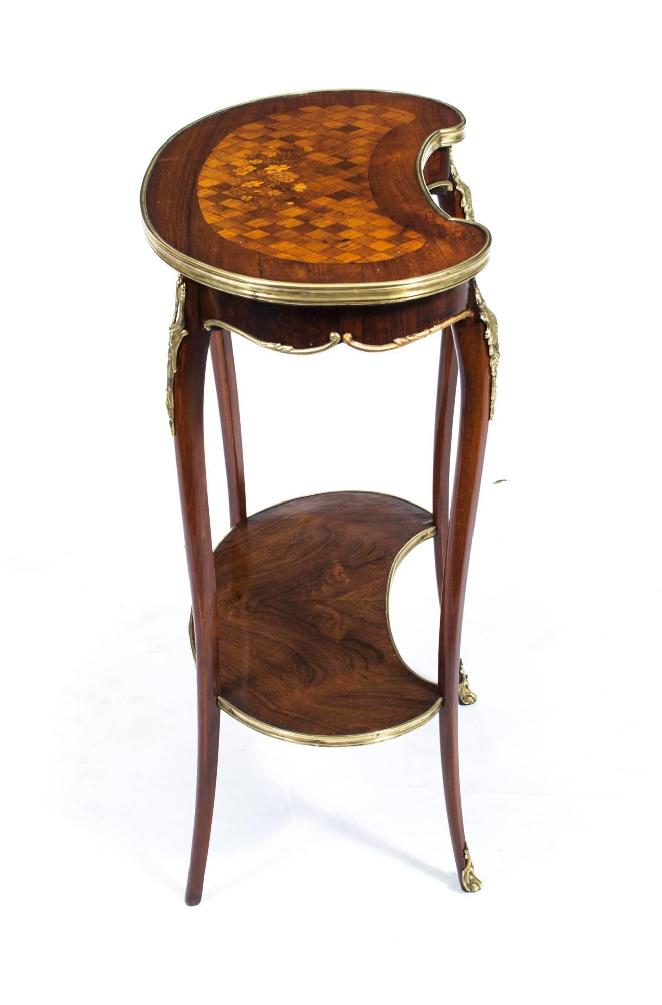 Antique French Rosewood and Parquetry Kidney Table, circa 1900 5