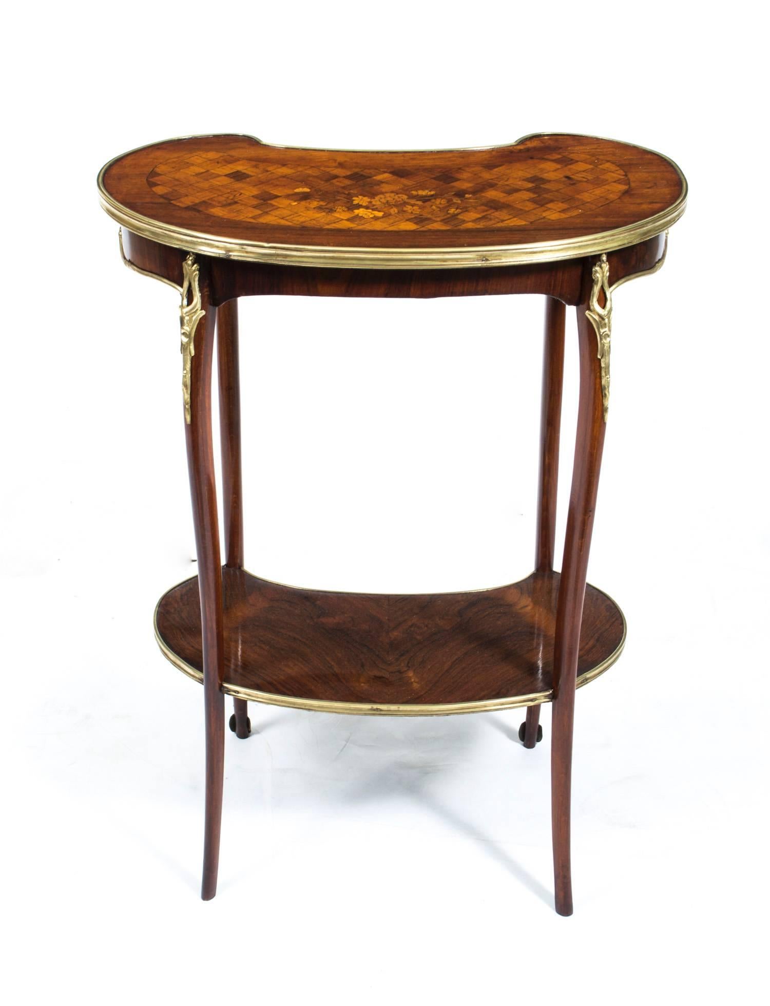 Antique French Rosewood and Parquetry Kidney Table, circa 1900 6