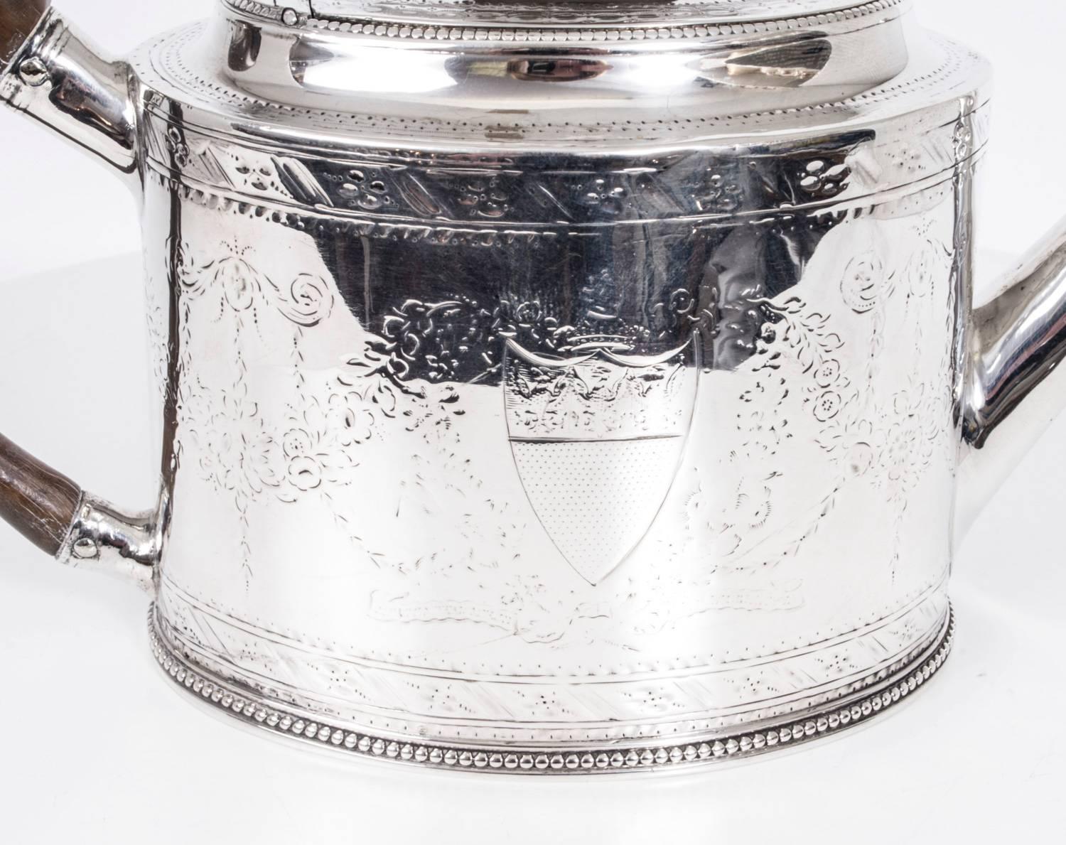 This is a wonderful antique sterling silver teapot by the celebrated silversmith Hester Bateman.

It bears hallmarks for London 1783 and the makers mark of the world renowned silversmith Hester Bateman.
 

It is beautifully made in sterling