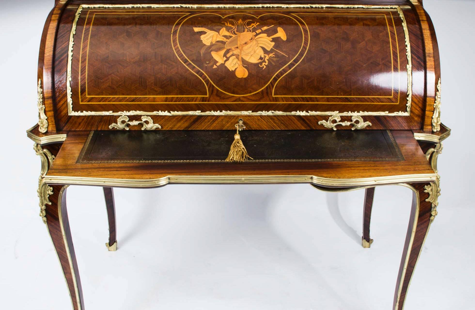 Antique French Louis XV Revival Cylinder Bureau, circa 1870 In Excellent Condition In London, GB