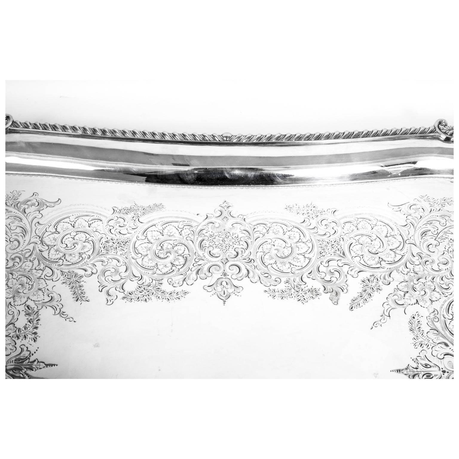 Antique Large Victorian Silver Plated Tray William Hutton & Sons, circa 1870 1