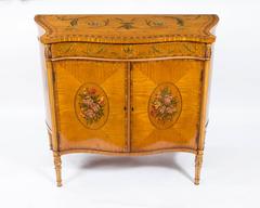 Antique Pair of Satinwood Serpentine Cabinets, circa 1900