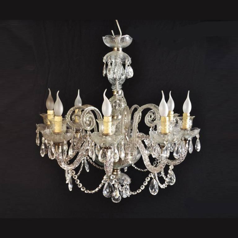 Stunning Pair of Vintage EightLight Chandeliers For Sale at