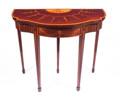 Antique Edwardian Inlaid Serpentine Card Console Table, circa 1900