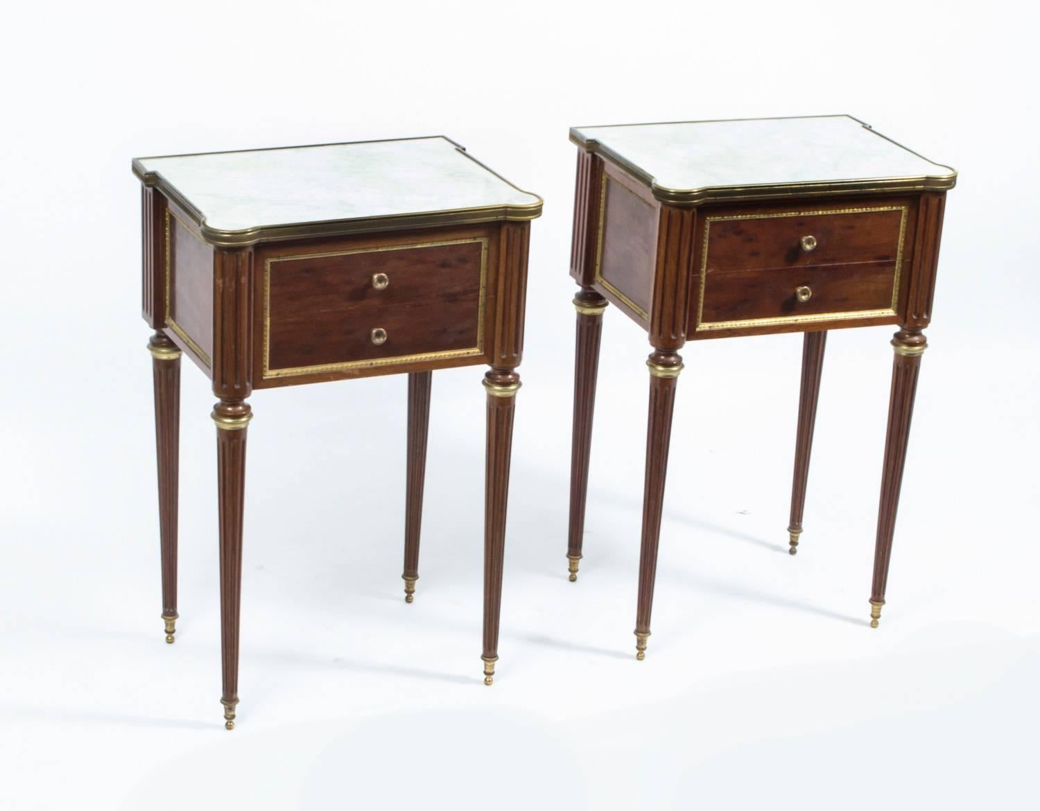 Antique Pair French Empire Style Bedside Cabinets, circa 1900 6