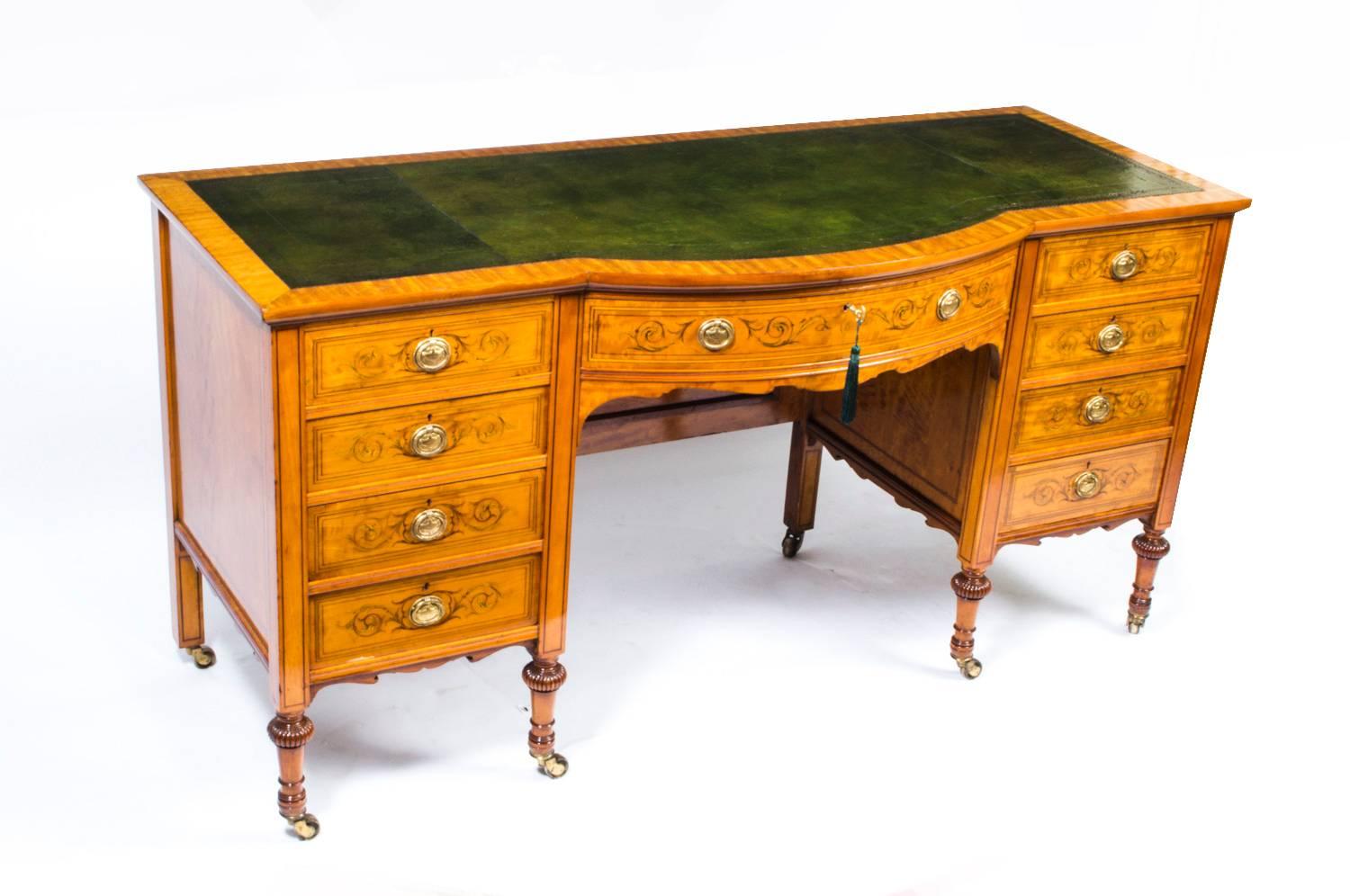 19th Century Edwardian Sheraton Revival Satinwood Desk 3