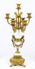 Pair of decorative Louis XV Revival  Ormolu and Marble Candelabra