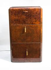 1930s Art Deco Burr Walnut Cocktail Cabinet