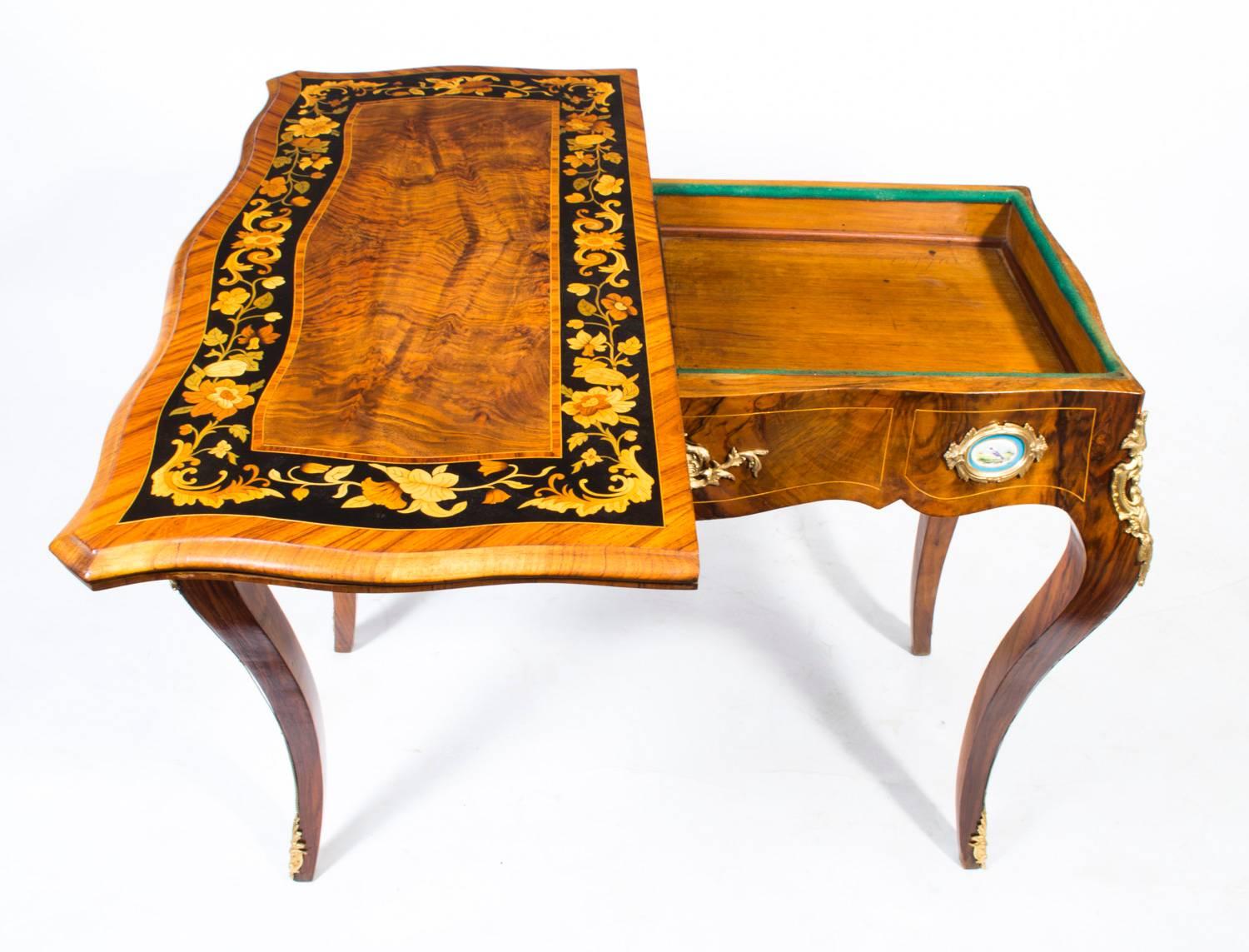 Antique French Card Table with Porcelain Plaques, circa 1880 1