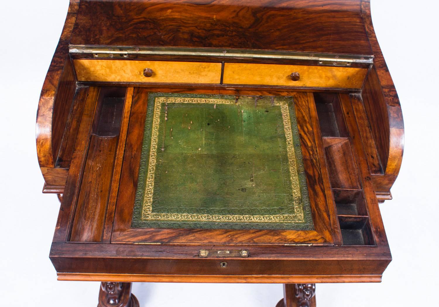 19th Century Burr Walnut Pop Up Davenport Desk In Excellent Condition In London, GB