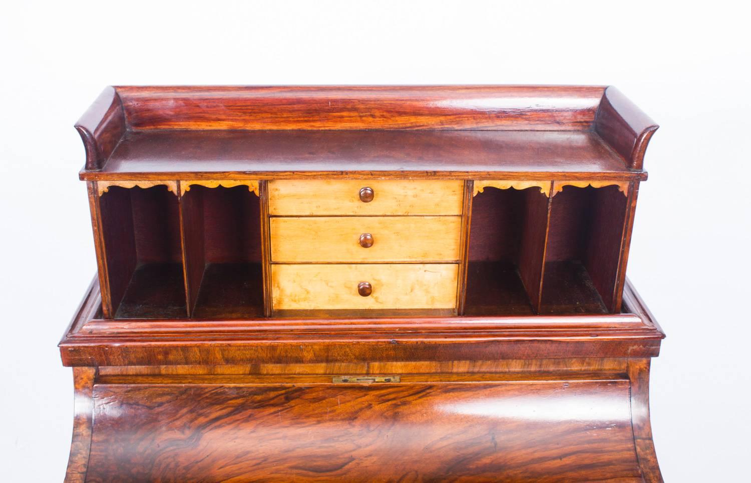 Mid-19th Century 19th Century Burr Walnut Pop Up Davenport Desk