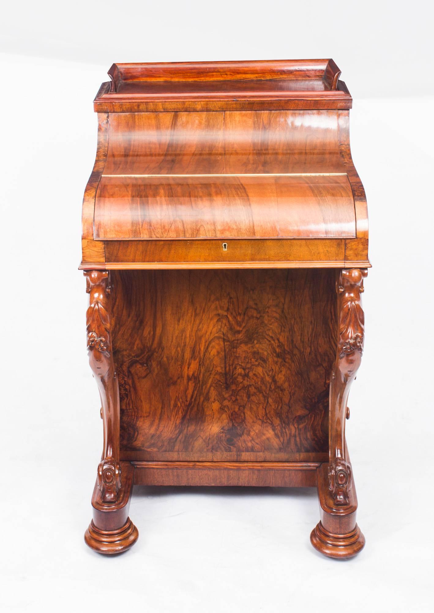 19th Century Burr Walnut Pop Up Davenport Desk 1