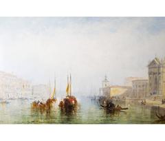 Antique Oil Painting the Grand Canal Venice J.Vivian