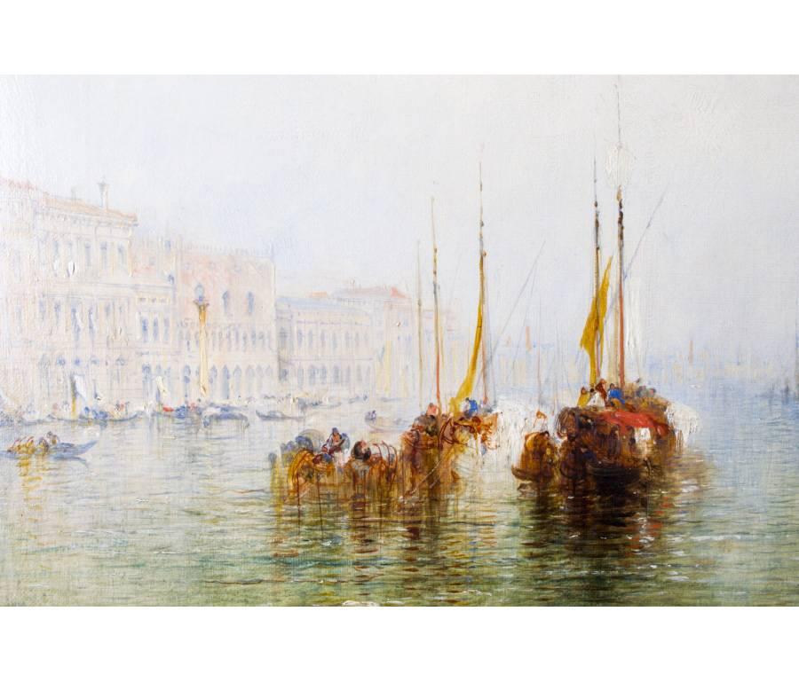 Antique Oil Painting the Grand Canal Venice J.Vivian In Excellent Condition In London, GB
