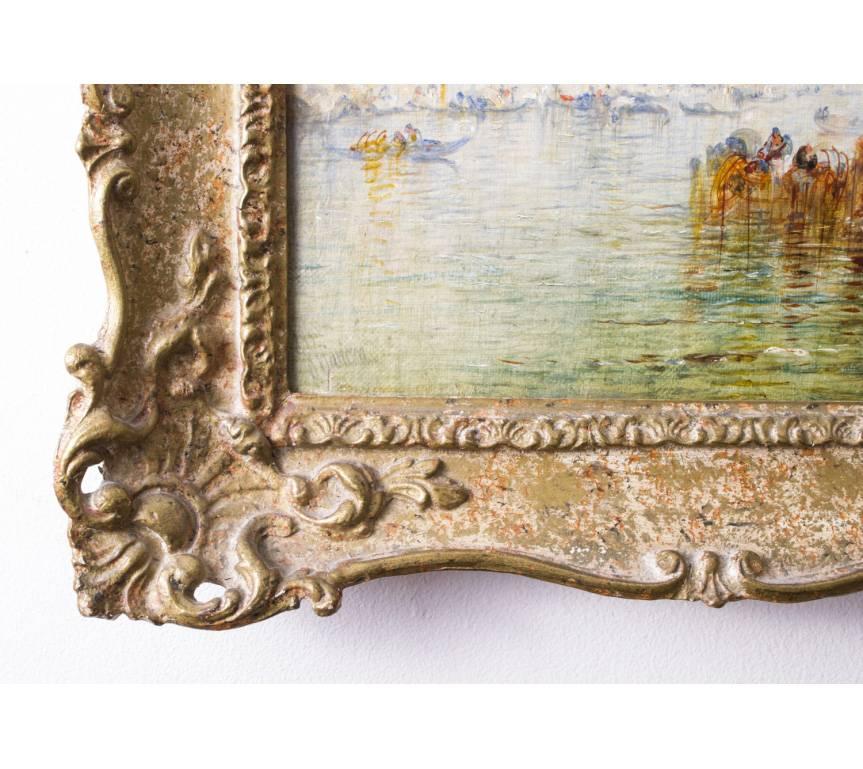 Antique Oil Painting the Grand Canal Venice J.Vivian 1