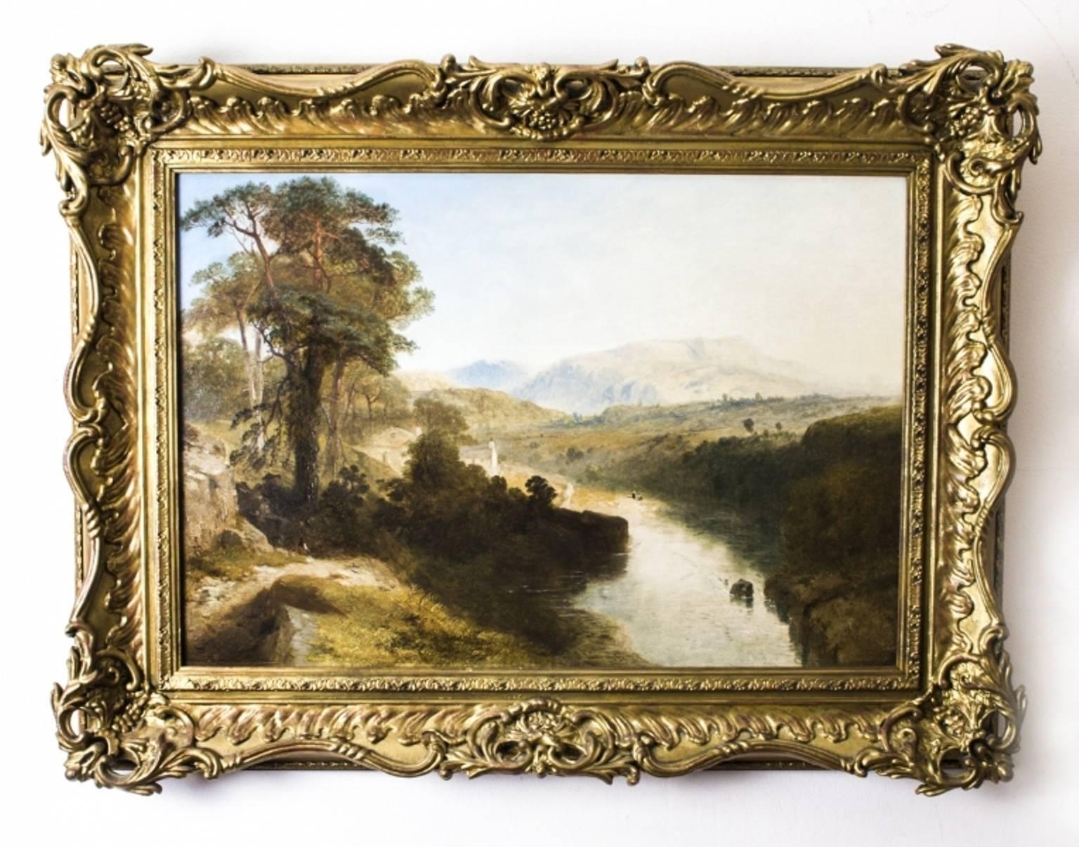 Antique Oil Painting Romantic Landscape James Baker Pyne, 1845 5