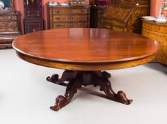 Vintage Two Metre Diam Mahogany Dining Table and Ten Chairs