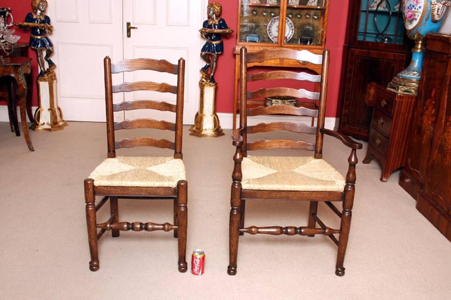 English Bespoke Solid Oak Refectory Dining Table & 10 Chairs