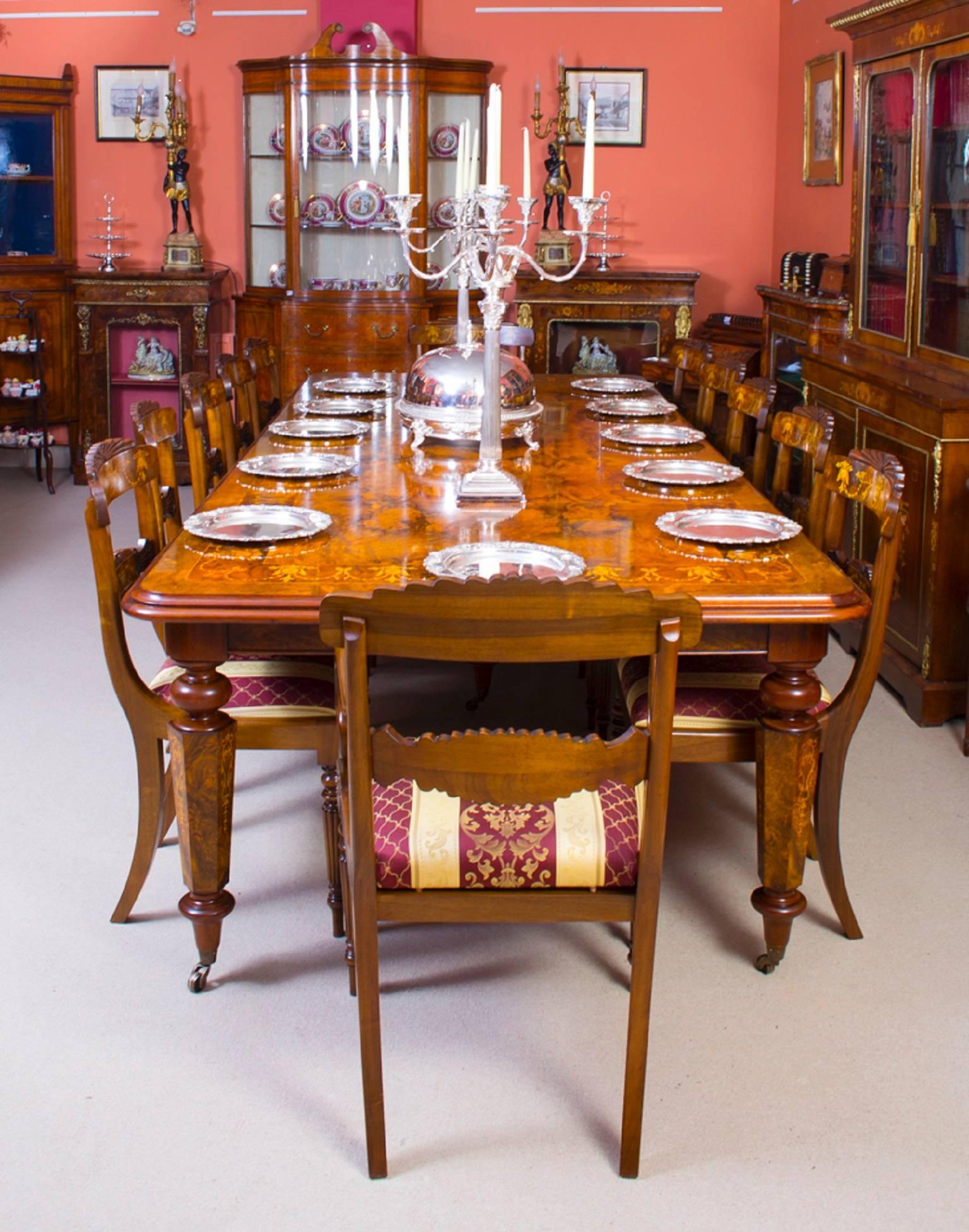 Victorian Style Marquetry Dining Table And 12 Chairs For Victorian Style Marquetry Dining Table And 12 Chairs For