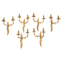 Vintage Set of 6 French Neo-Classical Style Ormolu Wall Lights 19th Century