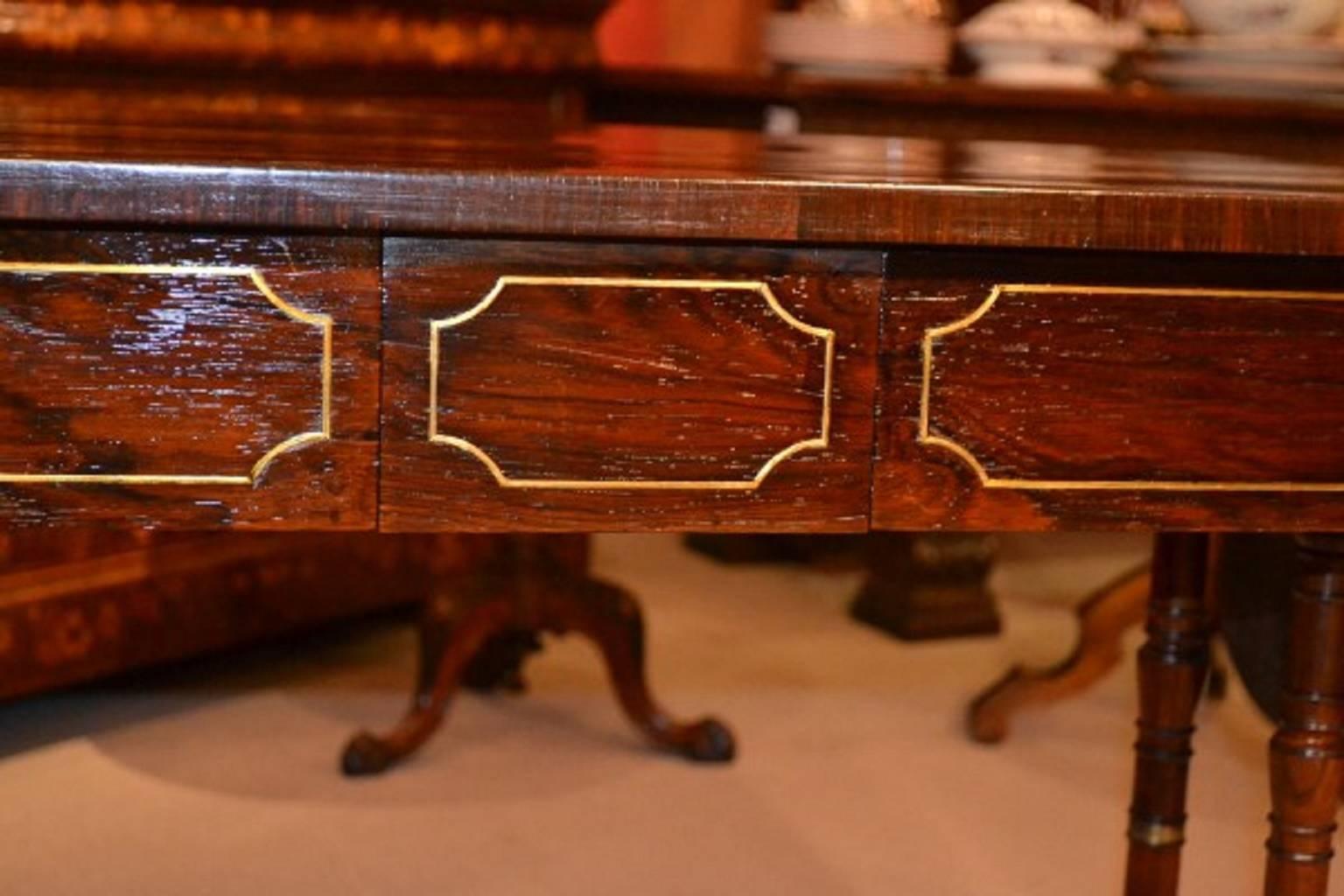 English 19th Century Regency Rosewood Brass Inlaid Sofa Table