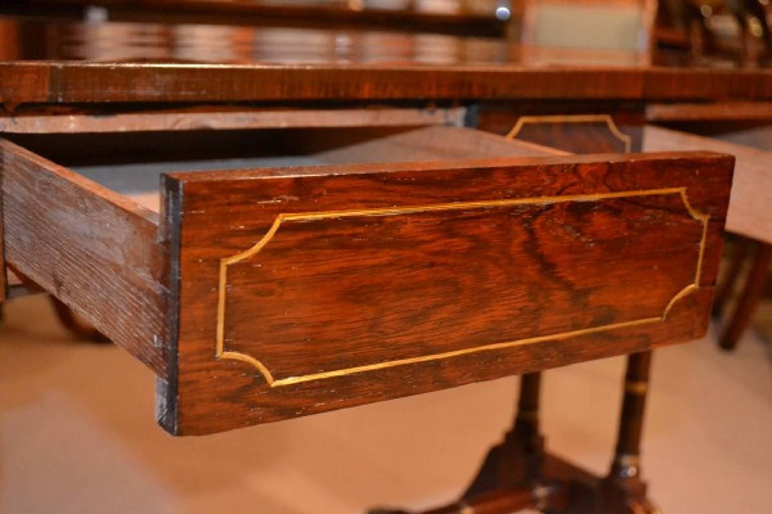 Early 19th Century 19th Century Regency Rosewood Brass Inlaid Sofa Table