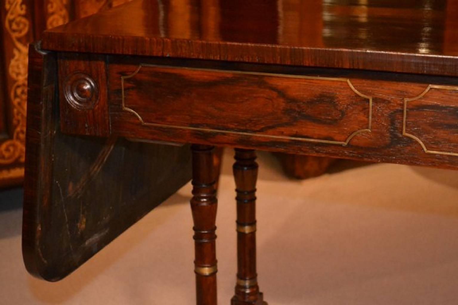 19th Century Regency Rosewood Brass Inlaid Sofa Table 3