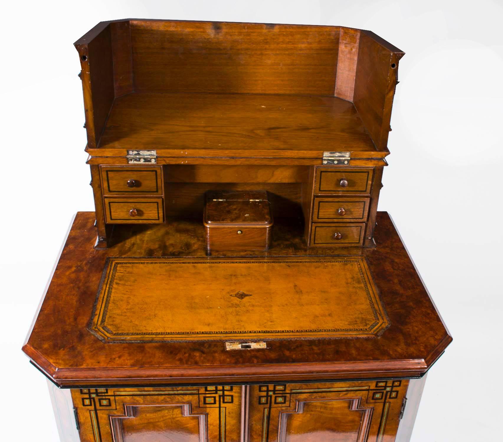 Antique Victorian Walnut Davenport Desk, circa 1850 3
