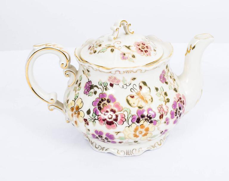 Antique Extensive Zsolnay Porcelain Dinner Service for Eight, circa