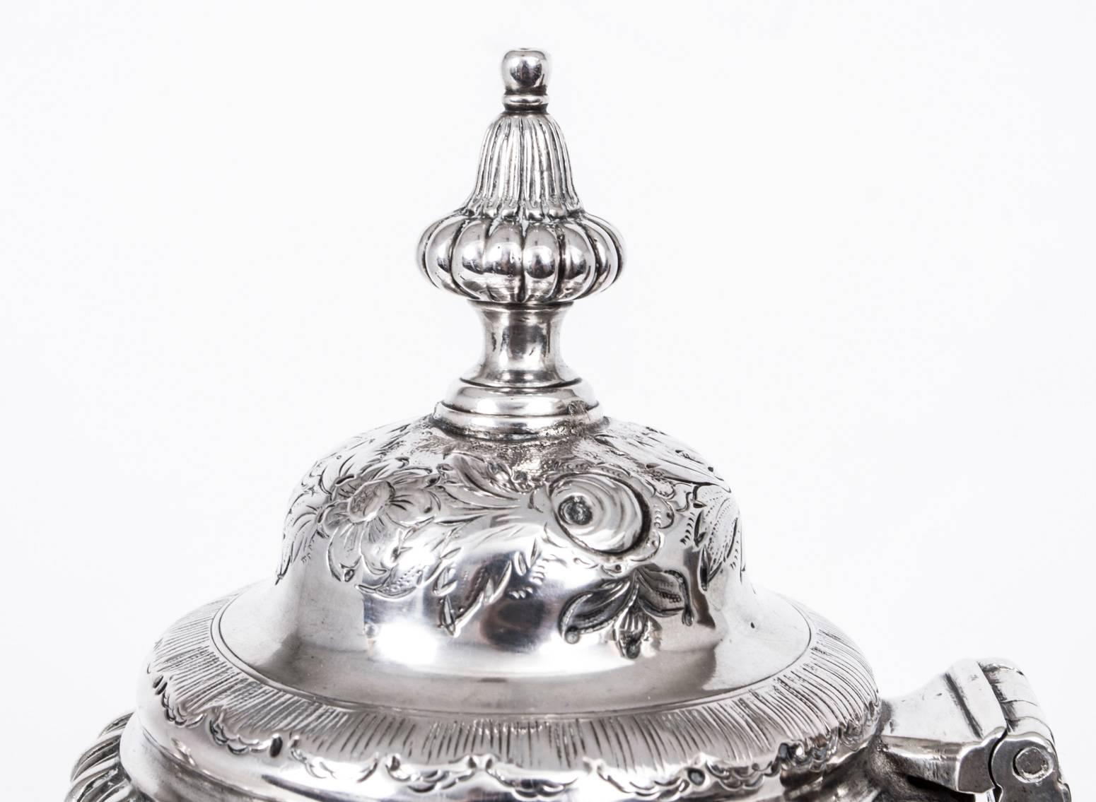Mid-18th Century Antique George III Silver Coffee Pot W&J Priest, 1767