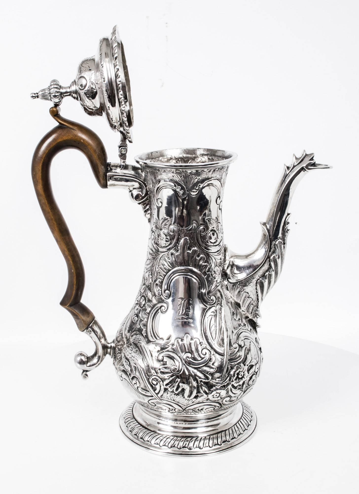 Antique George III Silver Coffee Pot W&J Priest, 1767 2