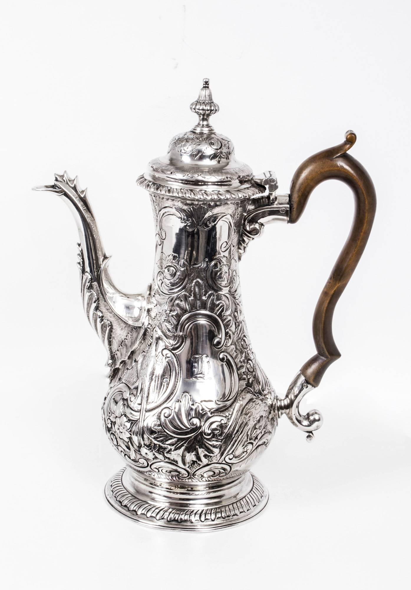 Antique George III Silver Coffee Pot W&J Priest, 1767 5