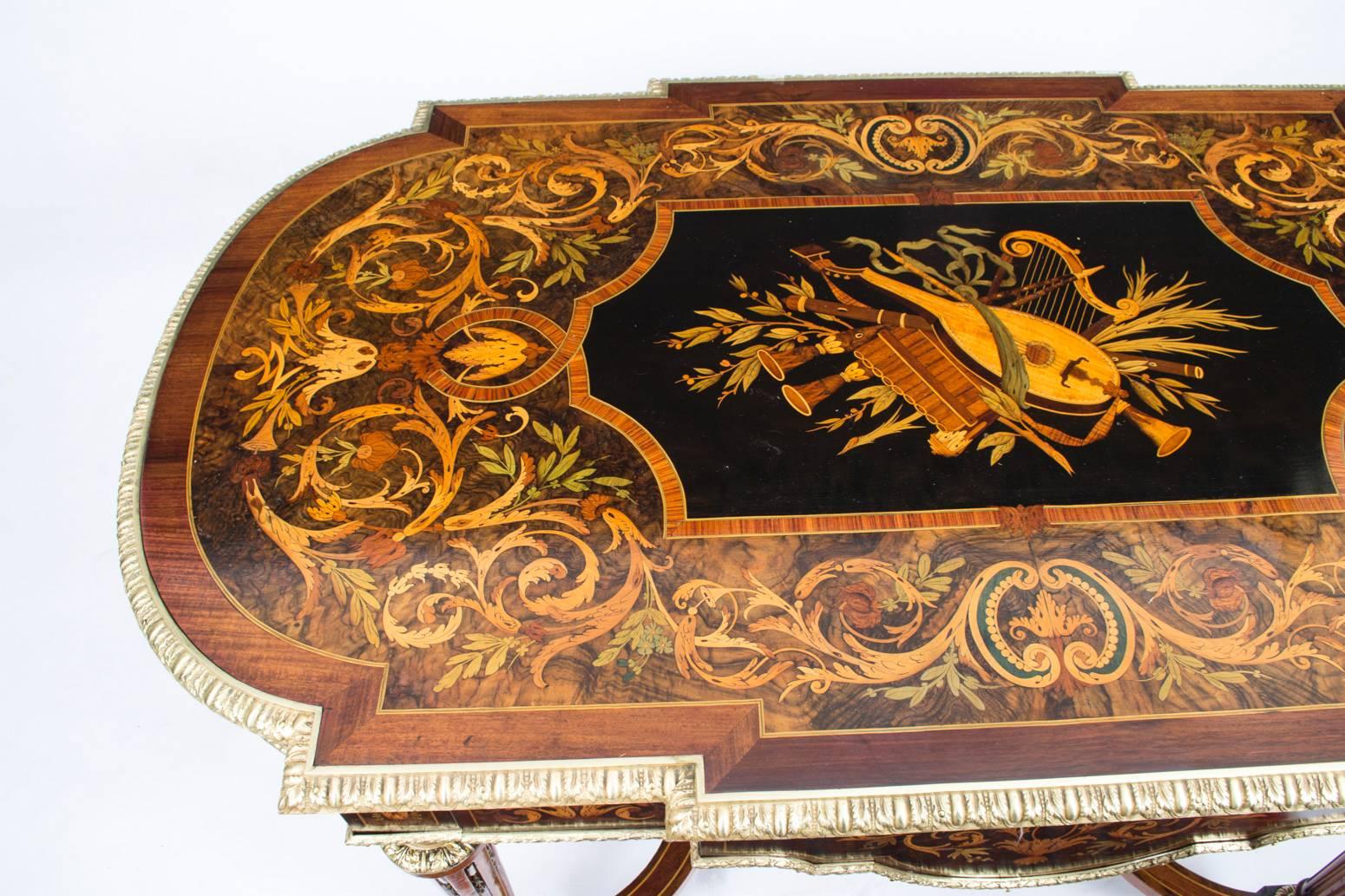 19th Century Marquetry Bureau Plat Writing Table, French In Excellent Condition In London, GB