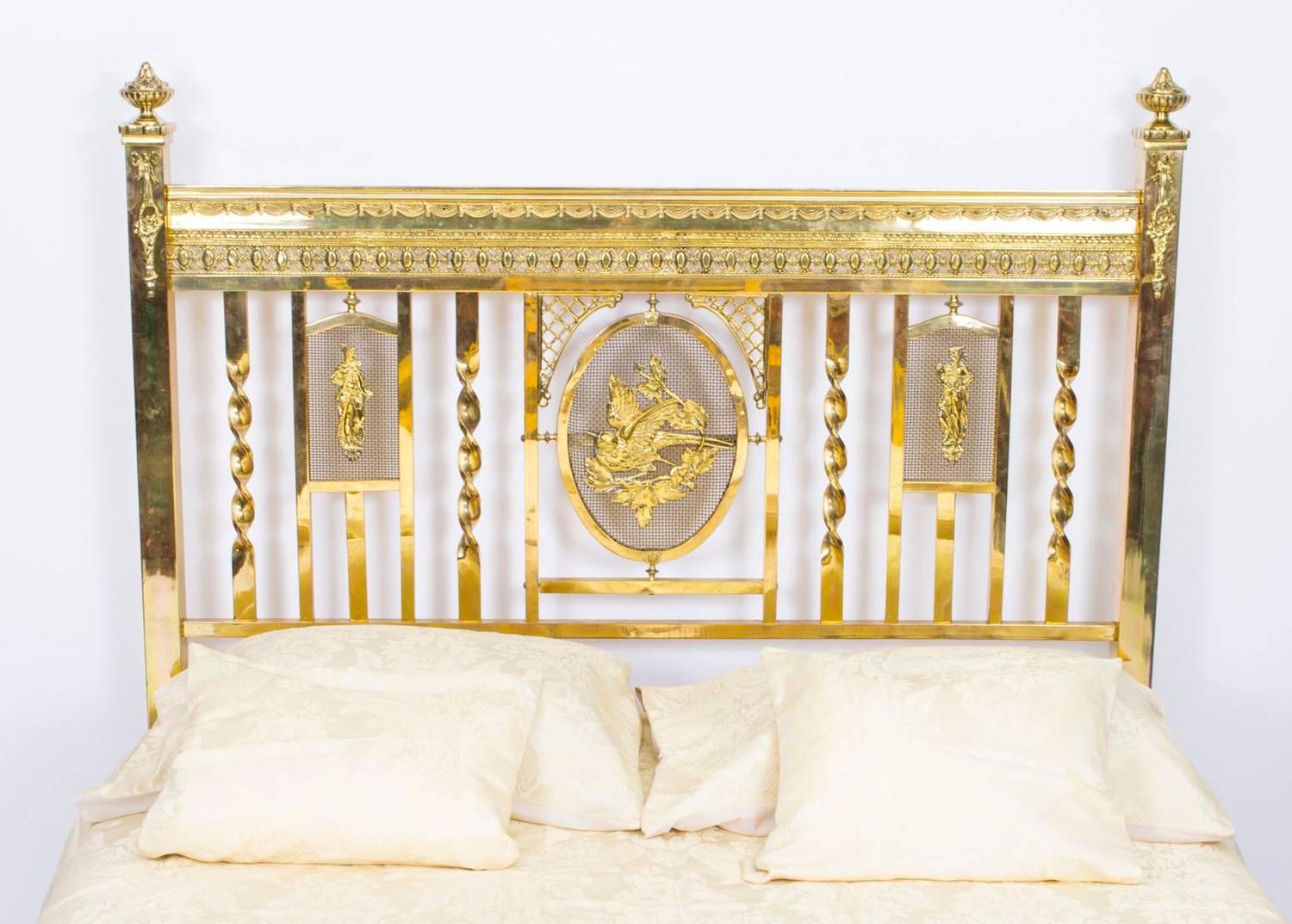 Antique Edwardian Polished Brass Double Bed, circa 1900 at 1stdibs