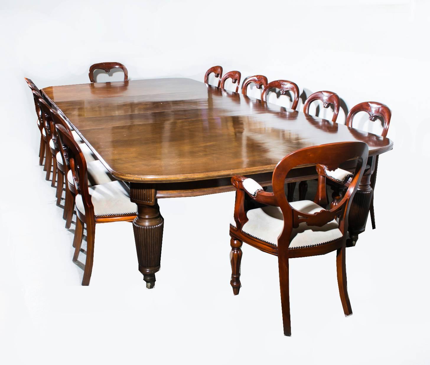 Antique Extending Dining Table 14 Chairs, circa 1880 2