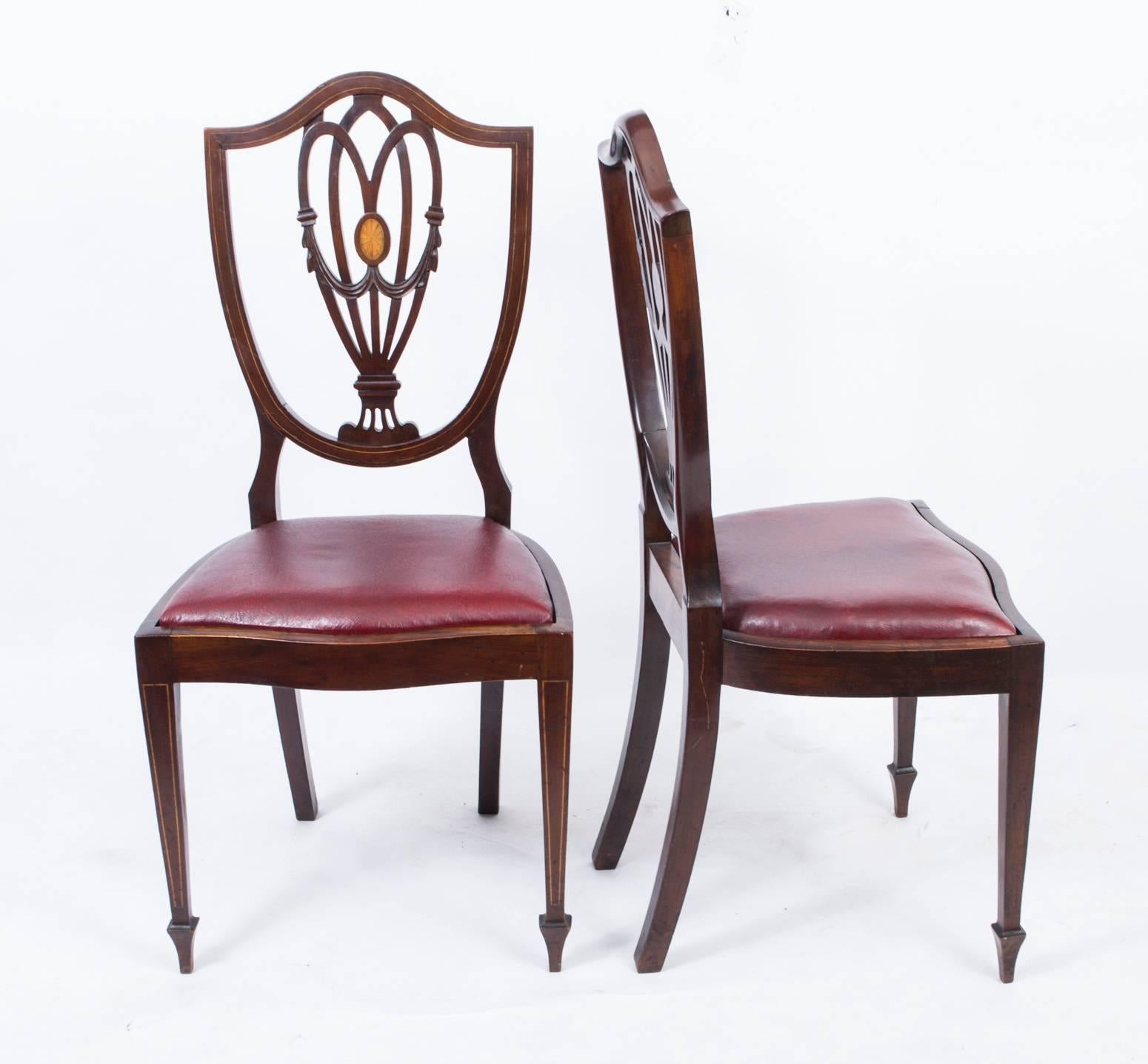 Antique Set of Eight English Hepplewhite Dining Chairs, circa 1900 1