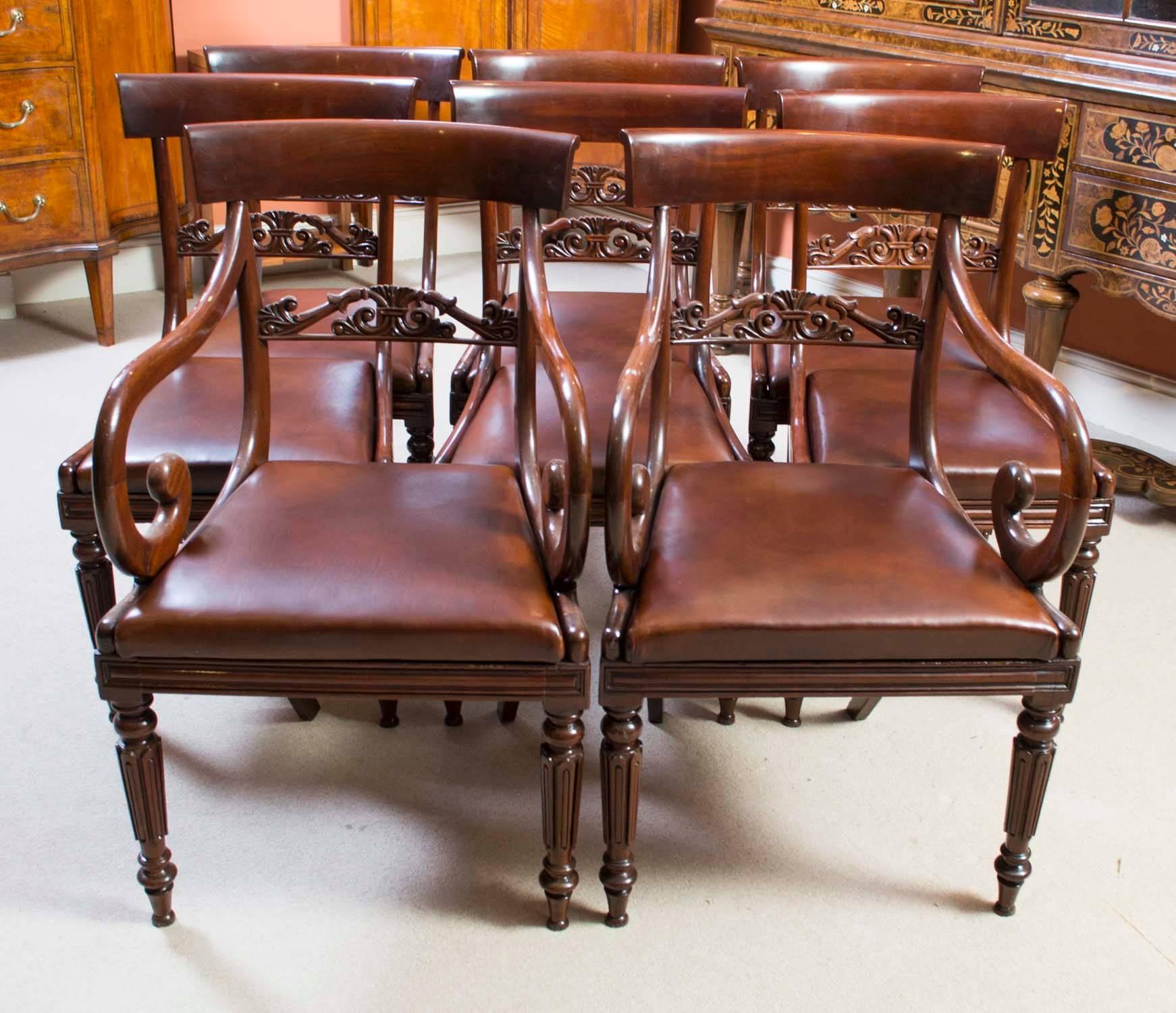 Antique Regency Gillows Dining Table Eight Regency Chairs 1