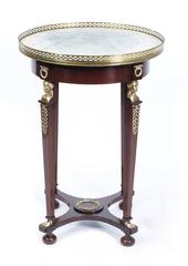 19th Century French Empire White Marble & Ormolu Occasional Table