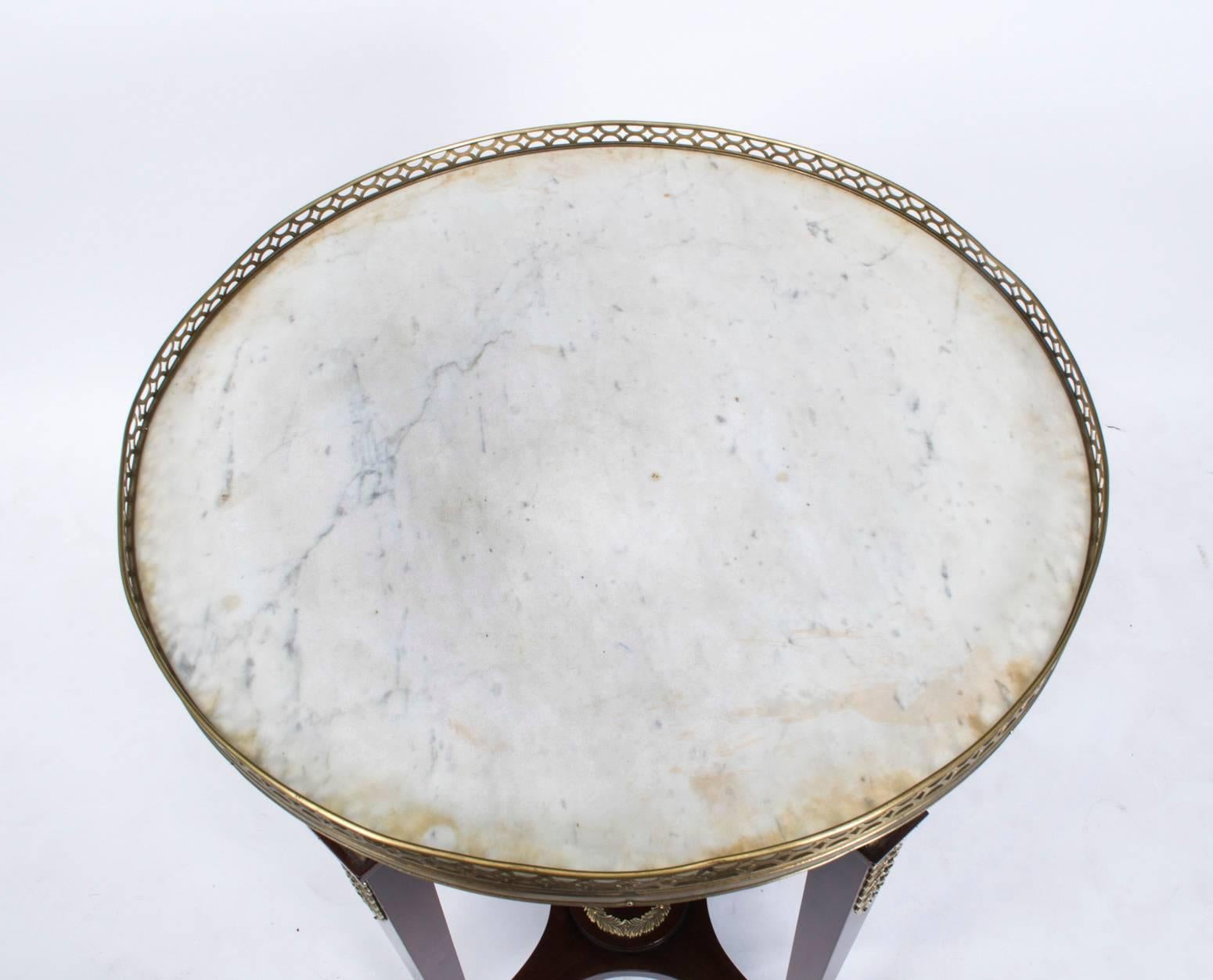 Mid-19th Century 19th Century French Empire White Marble & Ormolu Occasional Table
